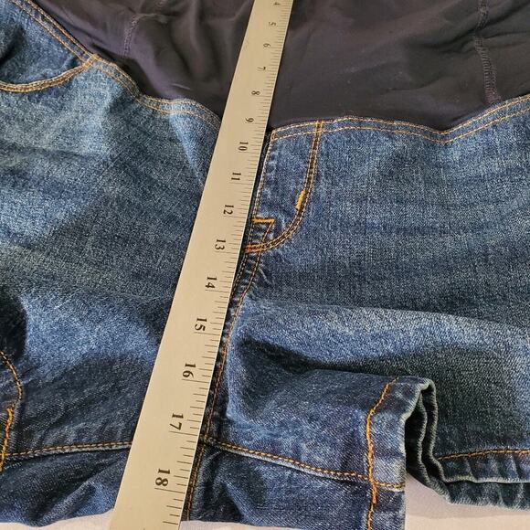 Isabel Maternity Shorts Womens Size 14 Blue Denim Midi Short Stretch Medium Wash - Picture 10 of 10